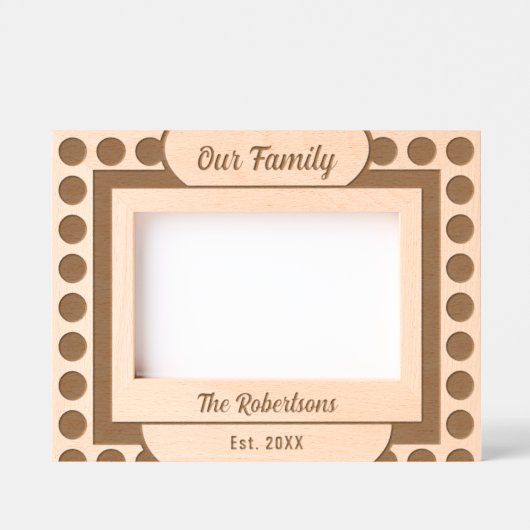 Onze familie Modern Circle Square Houten Afbeeldin Gegraveerde Lijstjes (Voorkant)