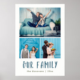 Onze familie | Modern drie fotoraster Poster