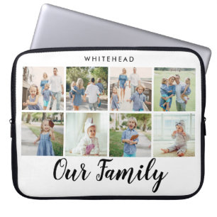 Onze familie Moderne 8 fotocollage Laptop Sleeve
