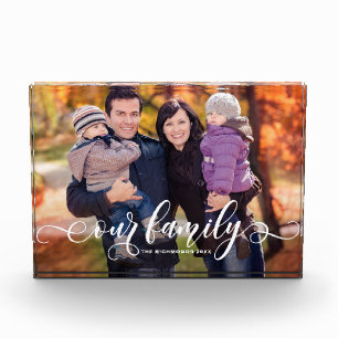 Onze familie moderne kalligrafie overlay keepsake fotoblokken