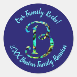 Onze familie Rocks pastel Letter B Monogram Reunio Ronde Sticker