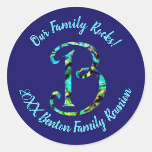 Onze familie Rocks pastel Letter B Monogram Reunio Ronde Sticker