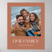 Onze familie | Terracotta Modern Text and Photo Poster (Voorkant)