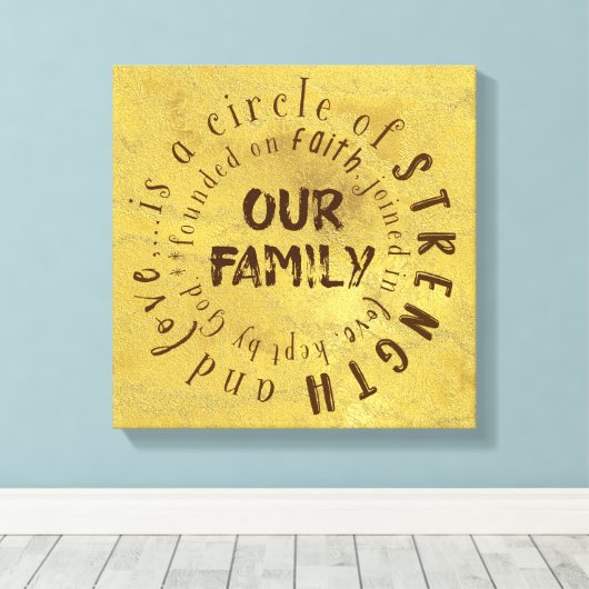 Onze familierefoto: Circle of Strength and Love Canvas Afdruk (Insitu (Houten vloer))