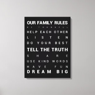 Onze familieregels - 18 x 24 inch canvas afdruk
