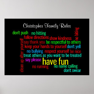 Onze familieregels poster