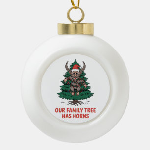 Onze familiestamboom heeft hoorns Grappige Krampus Keramische Bal Ornament