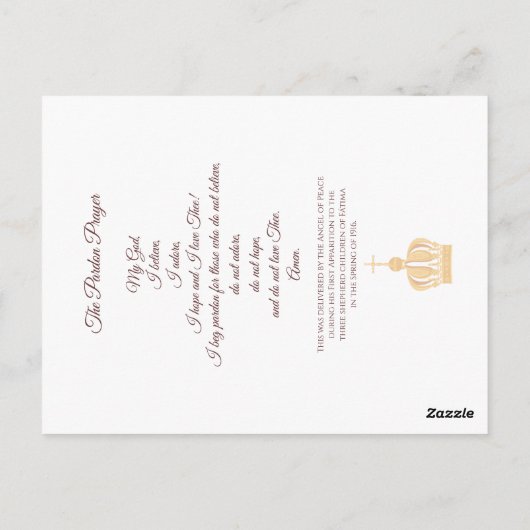 Onze Fatima en de drie herders bidden Briefkaart (Achterkant)