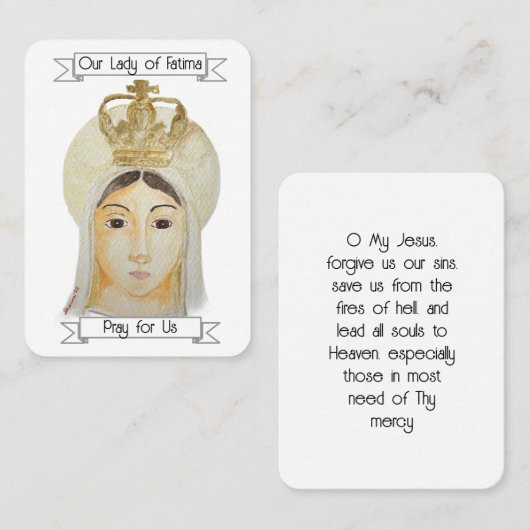 Onze Fatima Prayer Kaart Visitekaartje (Voorkant / Achterkant)