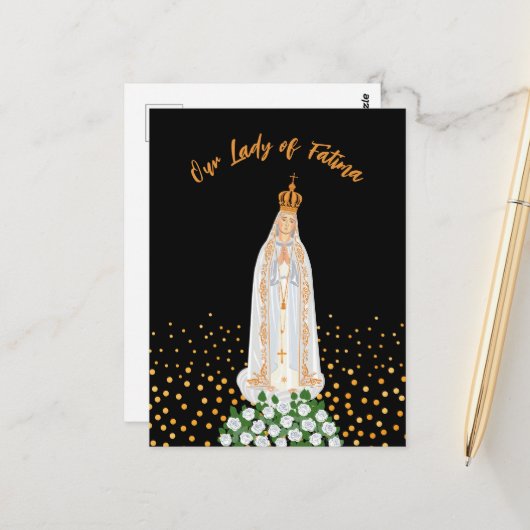 Onze Fatima Processie van kaarsen Briefkaart (Voorkant / Achterkant in situ)