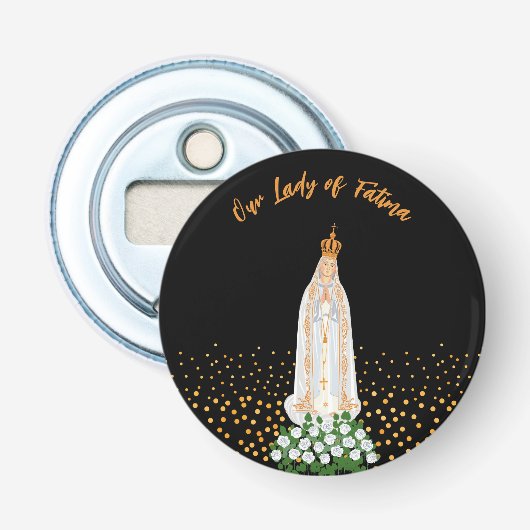 Onze Fatima Processie van kaarsen Button Flesopener (Voorkant)