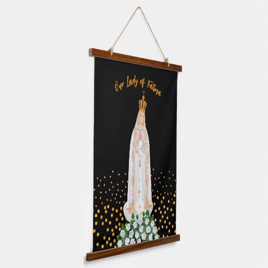 Onze Fatima Processie van kaarsen Hangend Wandkleed (Gebogen)