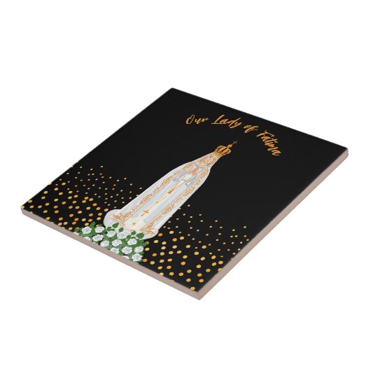 Onze Fatima Processie van kaarsen Tegeltje (Zijkant)