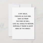 Onze Fatima Rosary Decade Prayer Card (Achterkant)