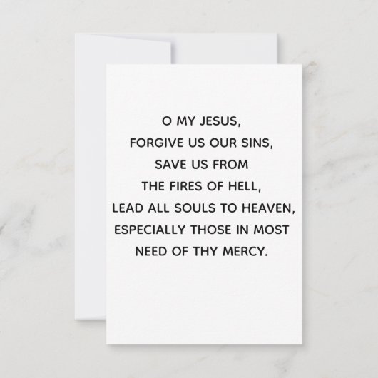 Onze Fatima Rosary Decade Prayer Card (Achterkant)