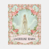 Onze Fatima Virgin Mary met roze rozen Fleece Deken (Voorkant)