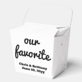 Onze favoriete bruiloft receptie gast dessert trak bedankdoosjes (Voorkant)