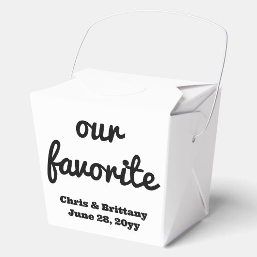 Onze favoriete bruiloft receptie gast dessert trak bedankdoosjes (Voorkant)