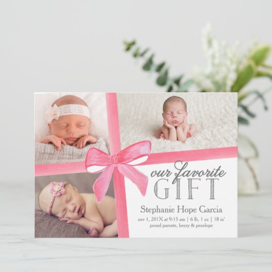 Onze favoriete cadeau geboorte aankondiging eerste (Staand voorkant)