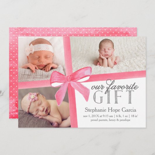 Onze favoriete cadeau geboorte aankondiging eerste (Voorkant / Achterkant)