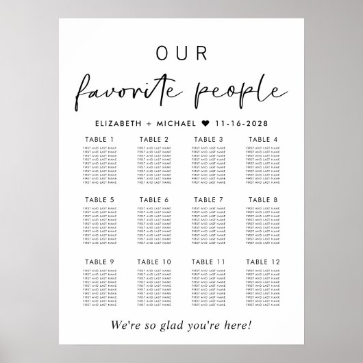 Onze favoriete mensen 12 tafel bruiloft zitgrafiek poster (Voorkant)