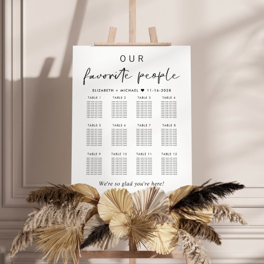Onze favoriete mensen 12 tafel bruiloft zitgrafiek poster