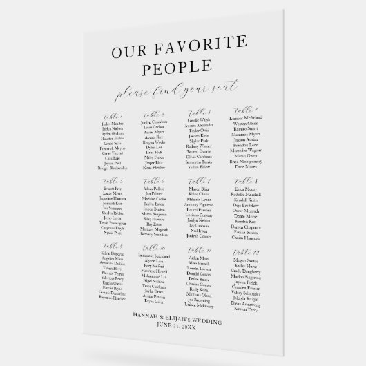 Onze favoriete mensen Acryl Trouwstoel Grafiek Acryl Bord (Hoek)