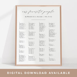 Onze favoriete mensen | Alfabetische zitplaats Poster