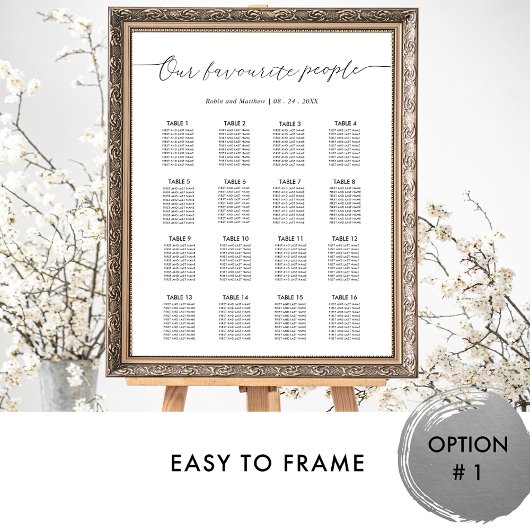 Onze favoriete mensen bruiloft zitplaatsen kaart t poster