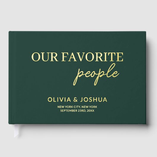 Onze favoriete mensen Emerald Green Gold bruiloft Gastenboek (Voorkant)