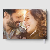 Onze favoriete mensen Foto Navy Blue Folie bruilof Gastenboek (Achterkant)