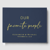 Onze favoriete mensen Foto Navy Blue Wedding Gastenboek (Voorkant)