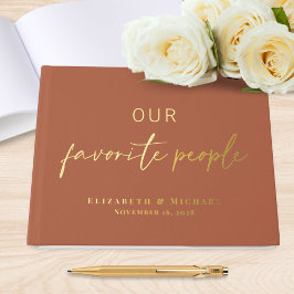 Onze favoriete mensen Foto Terracotta bruiloft Gastenboek