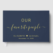 Onze favoriete mensen Navy Blue Wedding Gastenboek (Voorkant)
