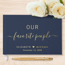 Onze favoriete mensen Navy Blue Wedding Gastenboek
