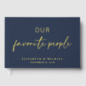Onze favoriete mensen Navy Blue Wedding Gastenboek (Voorkant)
