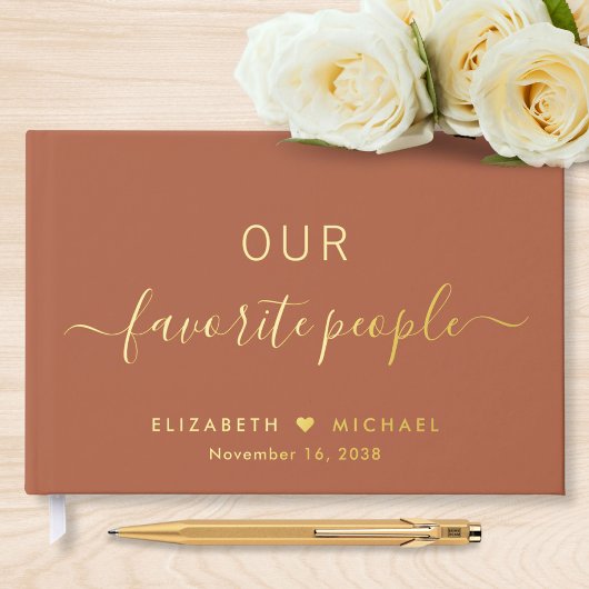 Onze favoriete mensen Terracotta bruiloft Gastenboek