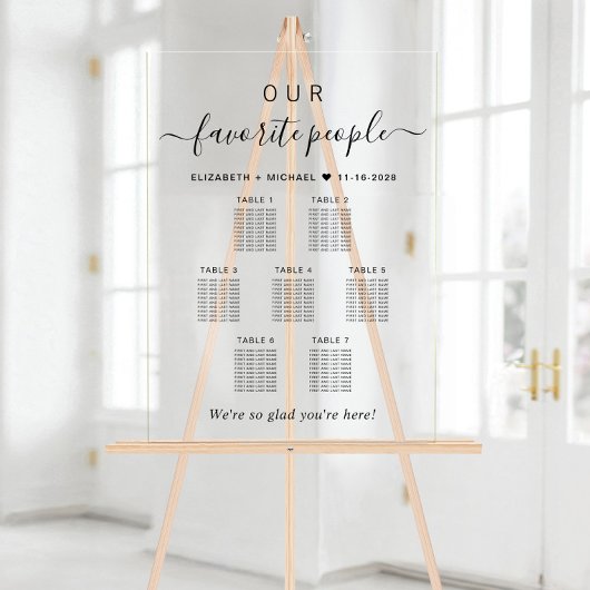 Onze favoriete mensen Trouwen 7 Tafel Zitplaatsen Acryl Bord