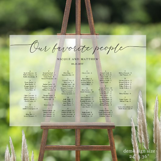 Onze favoriete mensen zitplattegrond Frosted Acryl Bord