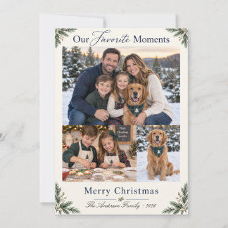 Onze Favoriete Momenten Drie Foto Kerstkaart Bedankkaart