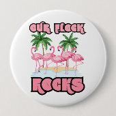 Onze Flock Rocks Flamingo Fun Familie Vrienden Ronde Button 4,0 Cm (Voorkant)