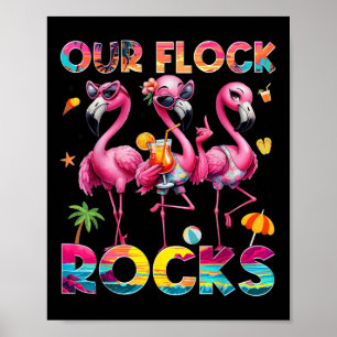 Onze Flock Rocks Flamingo Zomervakantie Familie Ma Poster