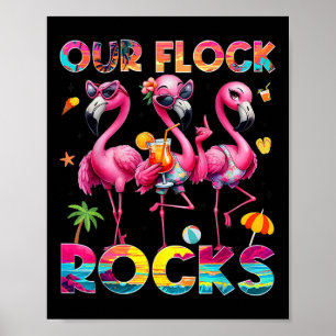 Onze Flock Rocks Flamingo Zomervakantie Familie Ma Poster
