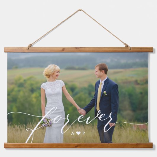 Onze forever bruiloft met paar foto's wandtapijt hangend wandkleed (Voorkant)