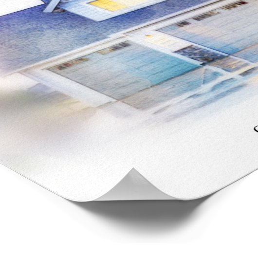 Onze Forever Home Custom House Portret Waterverf Poster (Hoek)