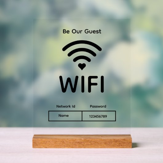 Onze gast wifi wachtwoord acryl teken bord (Neutraal)