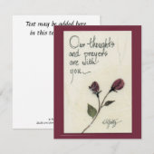 Onze gedachten en gebeden gezegde rozen notitiekaartje (Voorkant / Achterkant)