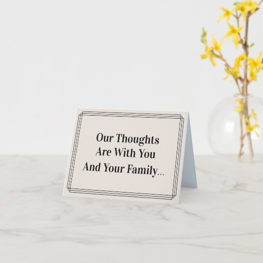 "Onze gedachten zijn bij u en uw familie..." Kaart (Gele Bloem)