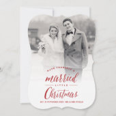 Onze gehuwde eerste kerstfoto bruiloft feestdagenkaart (Voorkant)