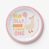 Onze Gekke gans draait er één om | Kleurrijk Papieren Bordje (Voorkant)